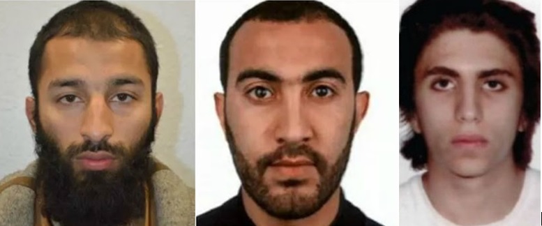 英國警方公布倫敦恐怖攻擊3嫌犯身分，左起為27歲的巴特、30歲的芮多安，以及22歲的札格巴。   圖：翻攝BBC網站