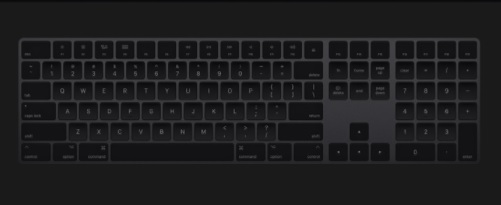 本次新款鍵盤含有數字鍵，不過外型似乎僅限黑色系，太空灰仍是過去的配置。   圖：翻攝自Apple