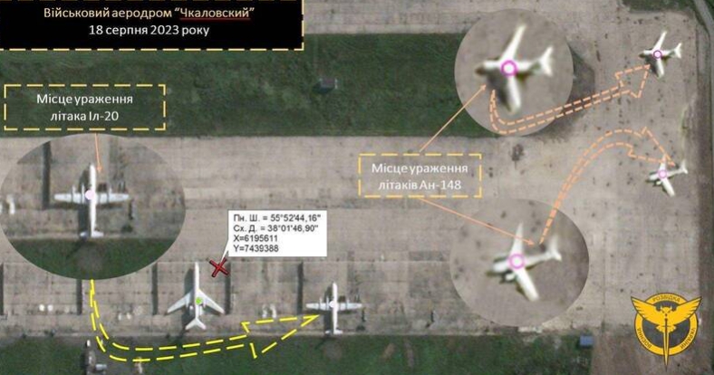 位於莫斯科近郊的契卡洛夫斯基機場的停機坪。   圖 : 翻攝自烏克蘭情報總局