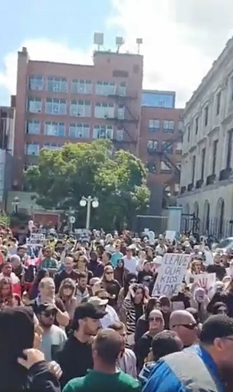 加拿大近期發生規模龐大的示威遊行。抗議者表示，學校必須停止干擾孩子，不再向學生灌輸跨性別意識形態。   圖：翻攝自 Cosmin Dzsurdzsa X（前推特）帳號