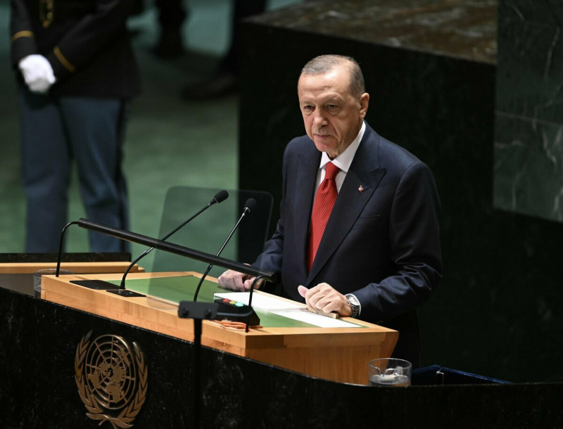 土耳其總統艾爾段出席聯合國大會。   圖：擷取自艾爾段「X」@RTErdogan