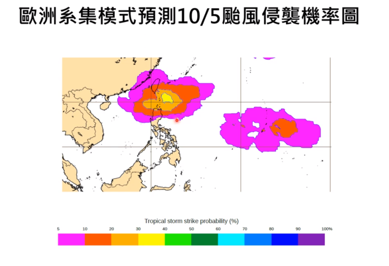 下週二、三台灣東南方有熱帶性低氣壓發展趨勢，預計下週四離台灣最近。   圖：翻攝自賈新興YT頻道