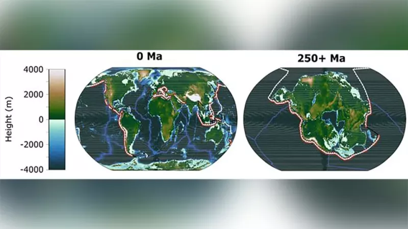 近期有研究人員預測，一塊新「超級大陸」的形成，可能會在 2.5 億年內，消滅人類和所有哺乳動物。   圖：翻攝自布里斯托爾大學