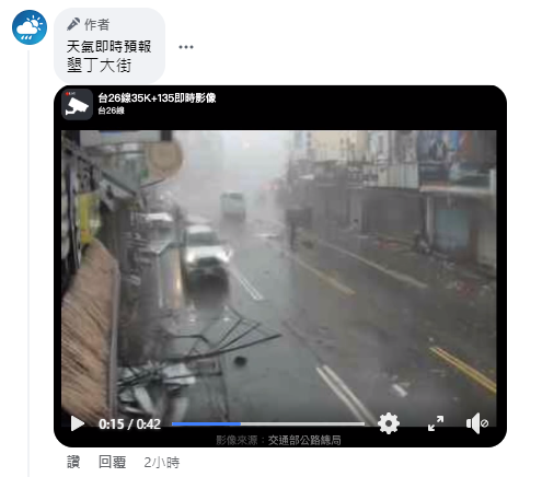 小犬通過墾丁大街的情景。   圖：取自天氣即時預報