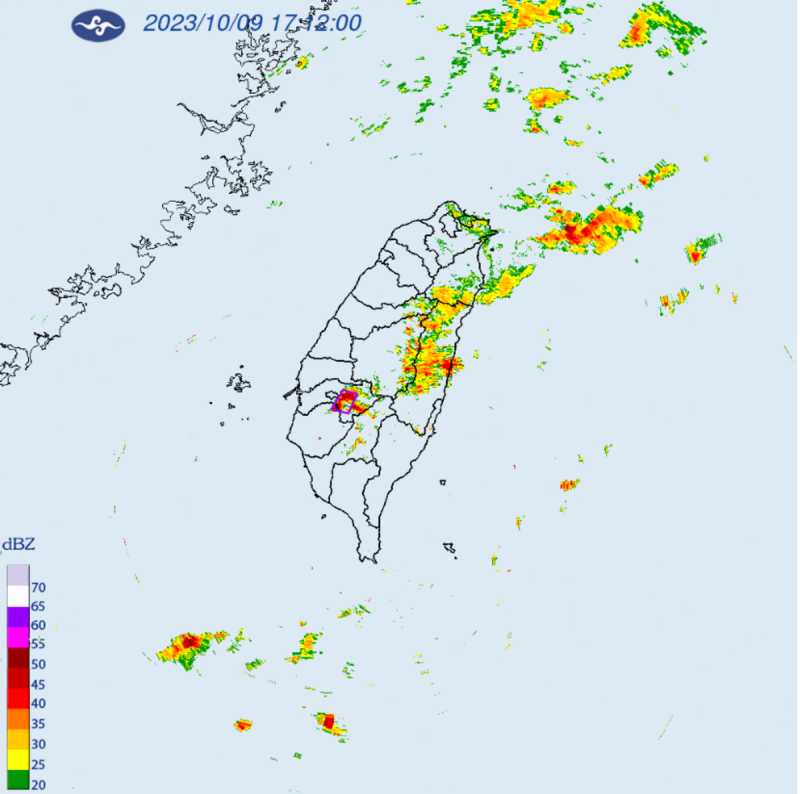 今日氣象署對3縣市發布大雷雨即時訊息。   圖：取自中央氣象署