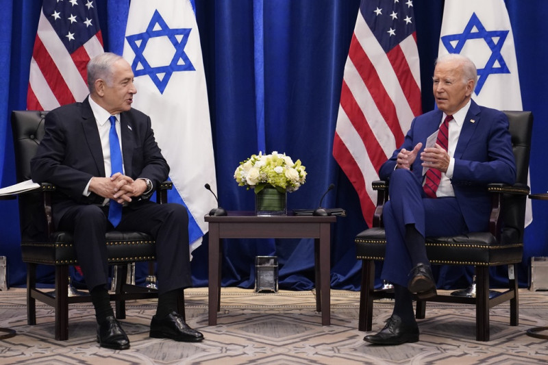 以色列總理納坦雅胡（左）與美國總統拜登（右）。   圖：達志影像／美聯社
