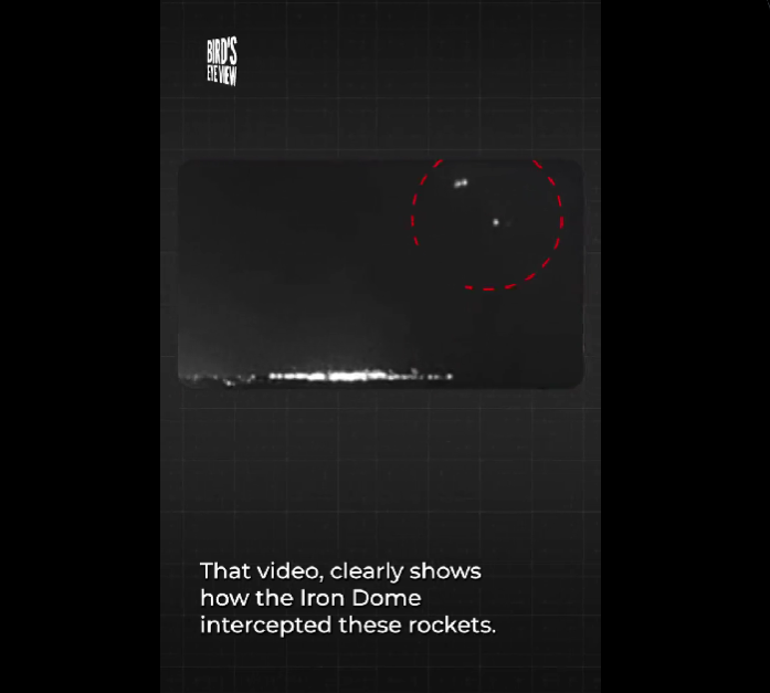 半島電視台的調查發現，閃光與以色列的鐵穹飛彈防禦系統攔截來自加薩地帶的飛彈的情況一樣   圖 : 翻攝自影片