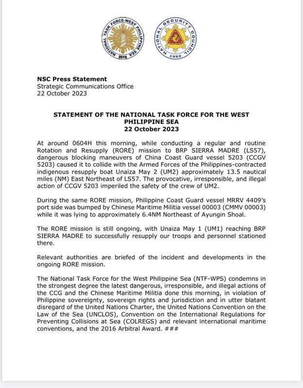 菲律賓政府譴責中國   圖：翻攝自菲律賓政府推特