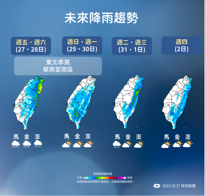 未來一週降雨趨勢。   圖：中央氣象署／提供