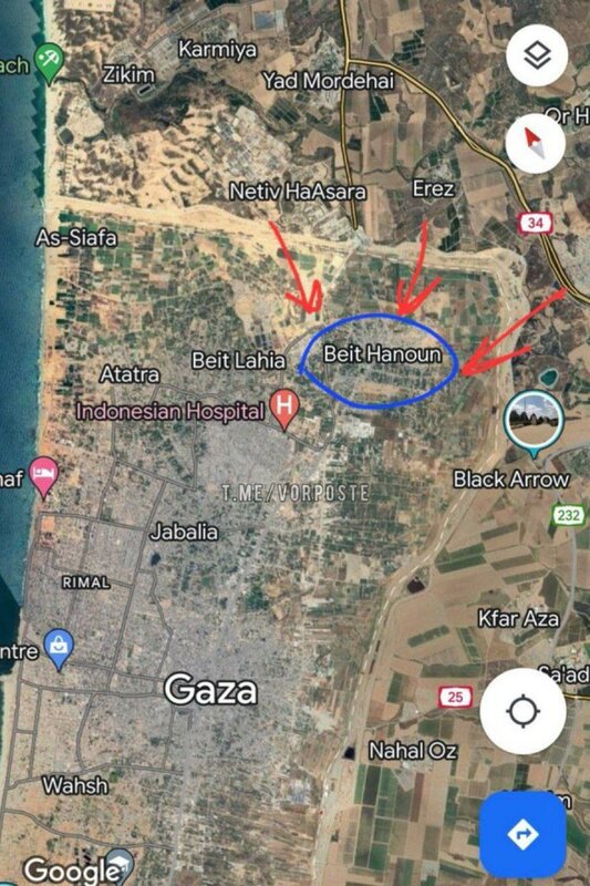 國外分析指出，以軍除了三方向推進，另針對難民營所在中部地區布萊吉（Bureij）的攻勢，似乎意味著以軍計畫將整個加薩一分為二。   圖：擷自「X」@visegrad24