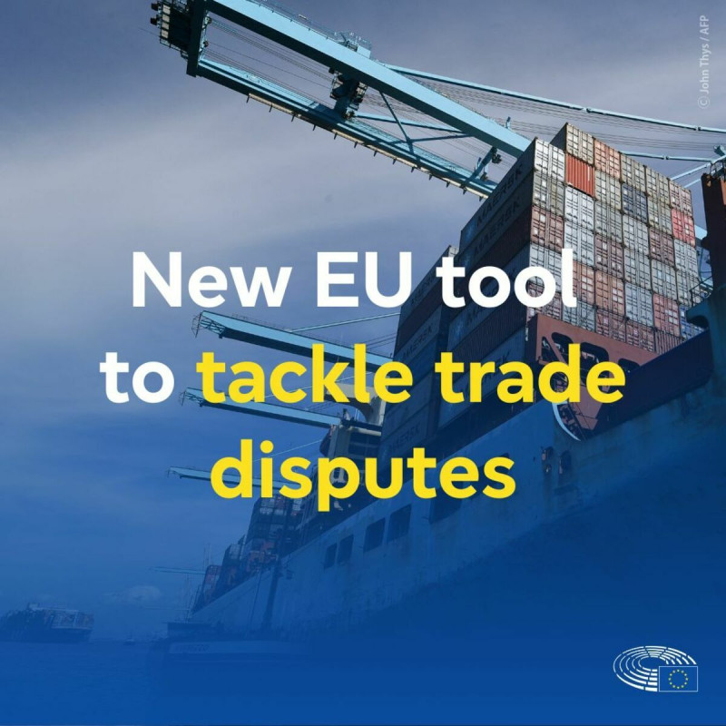 歐盟通過「反脅迫工具」法案，成為保護成員國貿易的新武器。   圖：翻攝自歐盟議會臉書