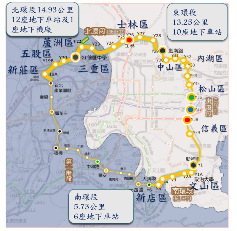 環狀線全環路段示意圖。   圖：翻攝自台北市捷運局官網