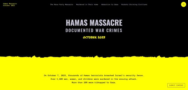 以色列政府架設「哈瑪斯大屠殺」網站收錄哈瑪斯分子10月7日在以色列殺害或綁架平民的影像。   圖：翻攝自hamas-massacre.net