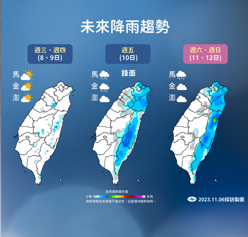 未來一週降雨趨勢。   圖：中央氣象署／提供