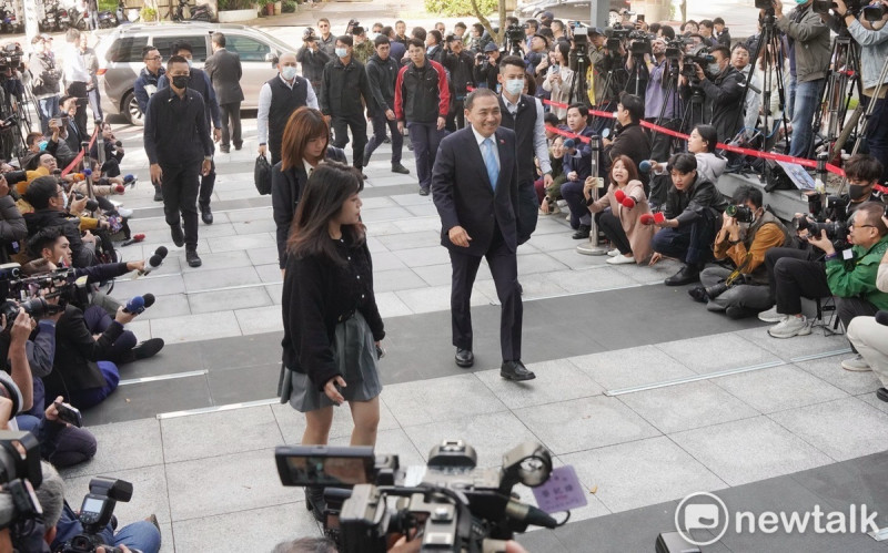 國民黨總統參選人侯友宜抵達現場。   圖：張良一 / 攝