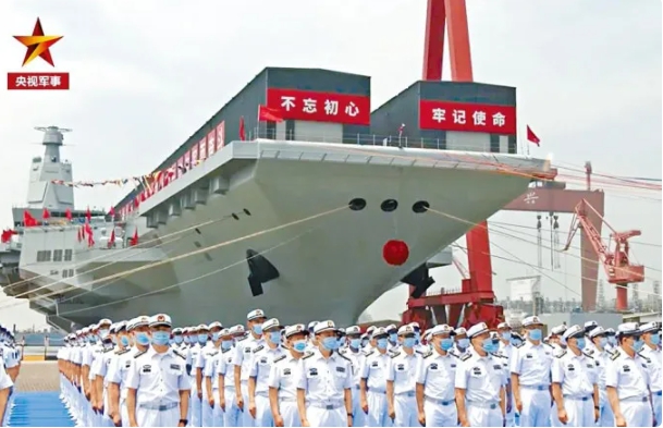 中國解放軍的福建艦航母距離下水典禮已經500天了。   圖 : 翻攝自《央視軍事》