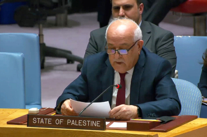  巴勒斯坦常駐聯合國觀察員里亞德·曼蘇爾。 圖 : 翻攝自聯合國官網 