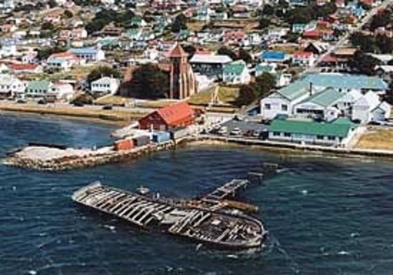 福克蘭群島的港口。   圖 : 翻攝自央視網