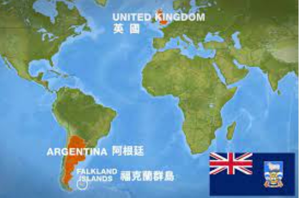  福克蘭群島地理位置圖。 圖 : 翻攝自世界民報 