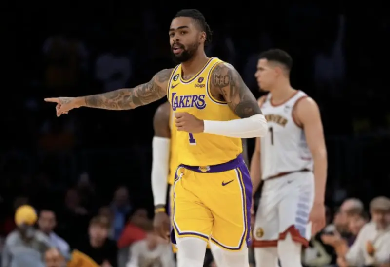 ▲湖人靠著D'Angelo Russell轟下全場最高的35分，並外帶9助攻、4籃板，率領湖人以133:107賞給活塞15連敗。（圖／美聯社／達志影像）   