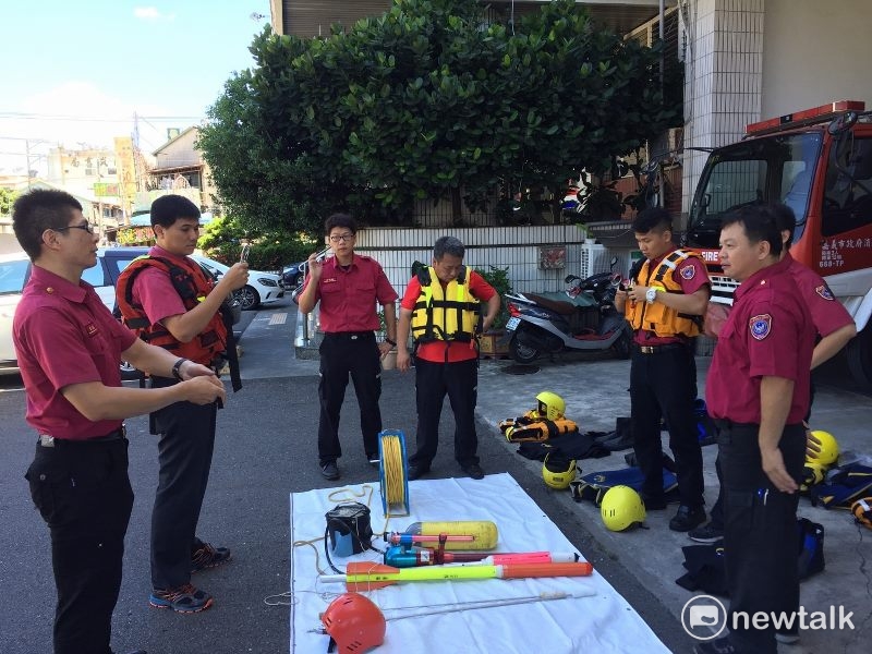 嘉義市消防局針對豪大雨救災裝備進行測試。   圖：嘉義市政府/提供