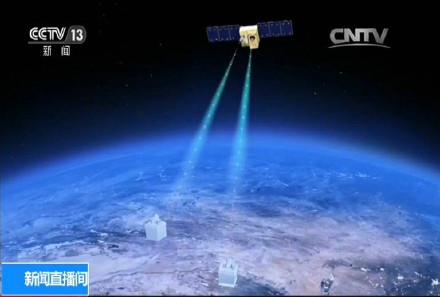 中國第一顆量子通訊衛星「墨子號」實驗獲得突破，成功實現1200公里量子糾纏。   圖 : 翻攝自中國中央電視台