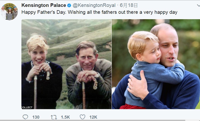 英國肯辛頓宮（Kensington Palace）18日在推特發布王室家族溫馨的合照，不見夏綠蒂小公主的身影，引發網友批評。   圖：翻攝肯辛頓宮推特
