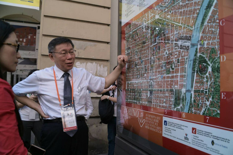 台北市長柯文哲今日出訪義大利杜林的第2日，前往大都會城市中心進行參訪。   圖 : 台北市政府/提供