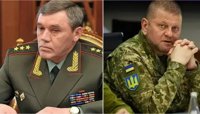  赫什爆料，烏軍總司令扎盧日內(右)和俄軍總參謀長格拉西莫夫(左)，正秘密展開和平談判。 圖：翻攝自劉覽勛鑒 