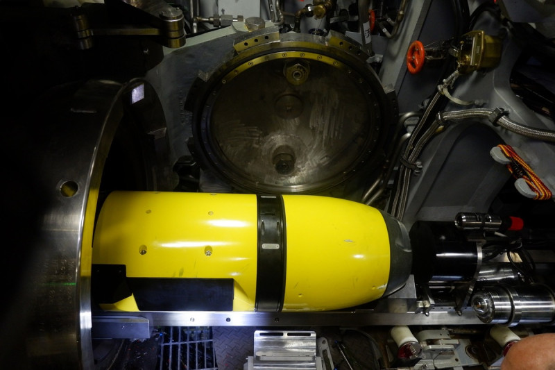 新型無人水下航行器「黃海鰻」。   翻攝自美國海軍第32潛艦戰備中隊FaceBook