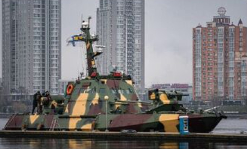 烏克蘭海軍新下水的砲艇布查號。   圖 : 翻攝自X OSINTtechnical