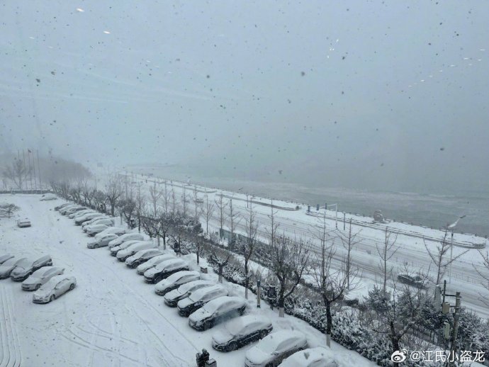 中國山東省多地出現降雪，煙台積雪深度達到了  52 厘米，圖為煙台大學積雪。   圖：翻攝自微博「江氏小盜龍」