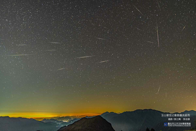 2022年1月4日玉山星空。(圖為象限儀座流星雨)圖：取自臺北市立天文科學教育館（資料照）   圖：臺北市立天文科學教育館／提供