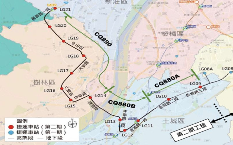 萬大線第二期工程CQ880A路段，全長約為2.84公里。   圖：台北市捷運局／提供