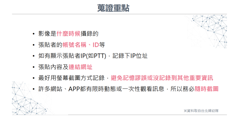衛生福利部保護服務司今(9)日表示,民眾若受深偽片所害,可按照這3招「截圖、申訴、報警」處理,做好證據保存。 圖:衛福部保護司/提供
