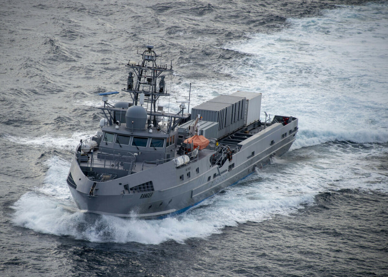美海軍大型無人水面艦艇「遊騎兵號」（USV Ranger）穿越太平洋參與環太平洋軍演。   圖：取自美國海軍