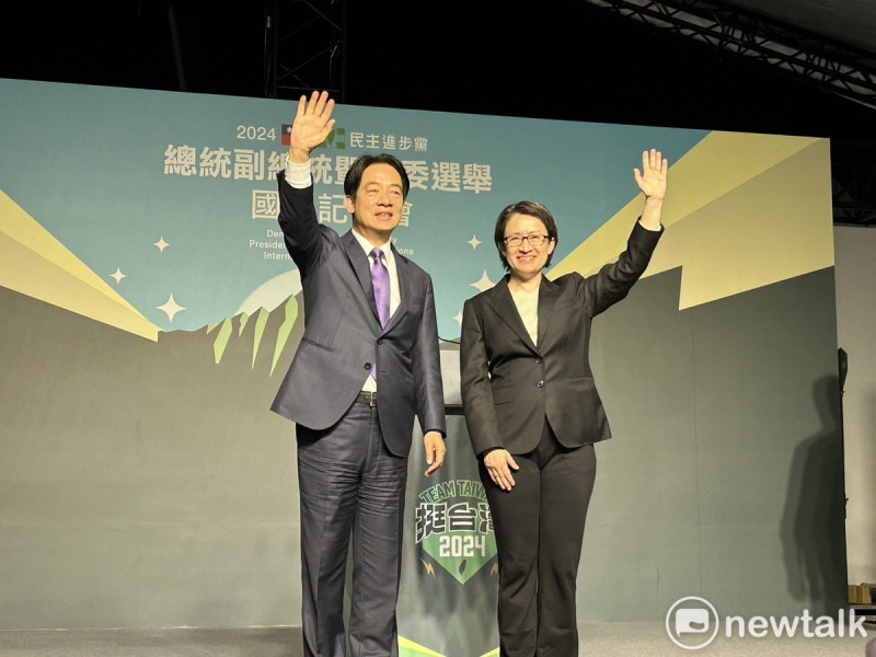 賴清德、蕭美琴勝選後舉行國際記者會。   圖：黃宣尹攝