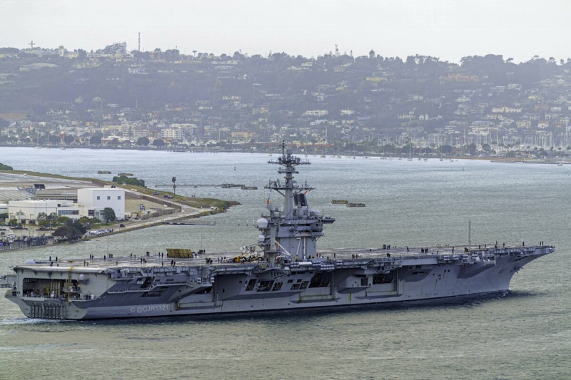 美國「尼米茲級」核動力航空母艦「羅斯福號(USS Theodore Roosevelt CVN-71)」。   圖：翻攝「X」@WarshipCam