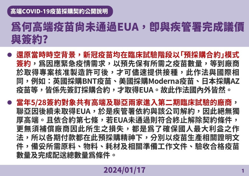 高端通過EUA相關爭議說明 圖:疾管署/提供