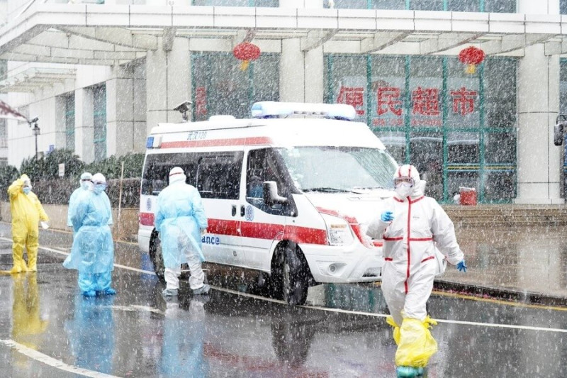 中國武漢協和醫院2020年2月15日收治感染COVID-19的患者。   圖：翻攝中新社