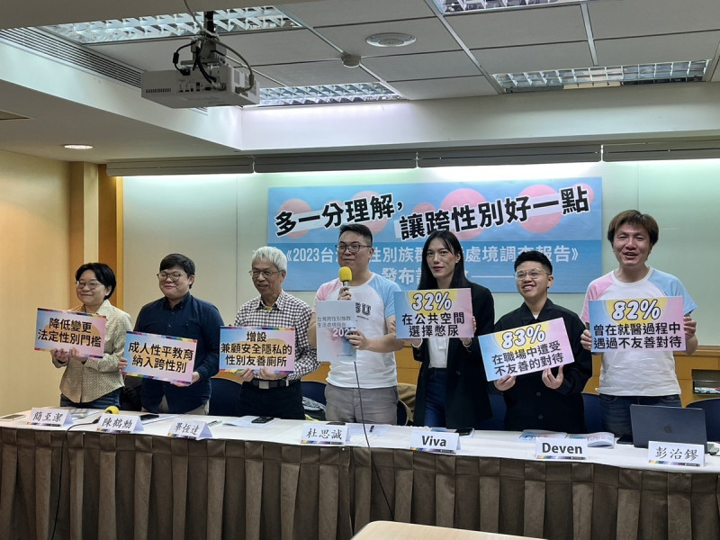 台灣同志諮詢熱線今召開記者會公布「台灣跨性別族群生活處境調查報告」。   圖：金大鈞/攝