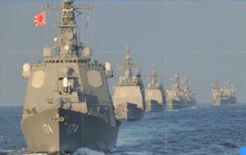 日本自衛隊海上艦隊。   圖：翻攝自X帳號「@Aurora107E」