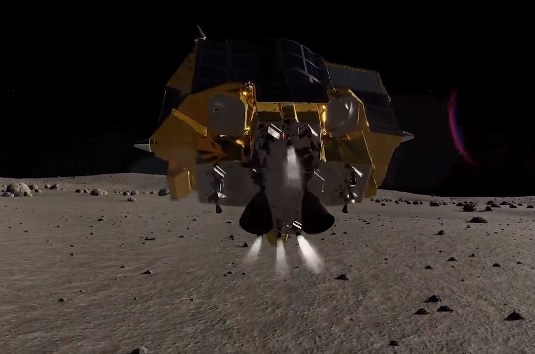 日本JAXA小型無人月球探測器「SLIM」原預定著陸模擬畫面   圖:擷自@JAXA_en/X