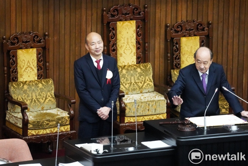 國民黨立法院長提名人韓國瑜以54票當選立法院長。   圖：張良一／攝。