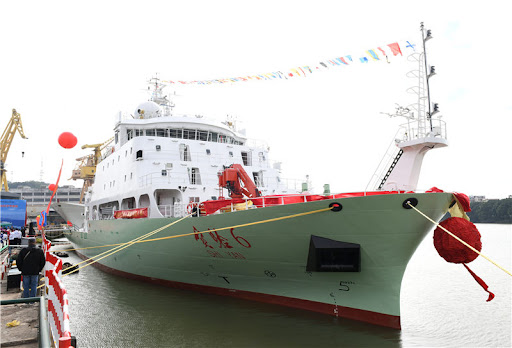 中國科考船「實驗 6 號」於斯里蘭卡具印度洋戰略地位的可倫坡港停靠數日，斯國出於遭監視的擔憂，宣布一年內不許任何中國科考船停靠其港口。   圖：取自「人民網」