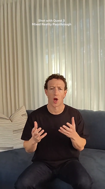 祖克伯（Mark Zuckerberg）親自體驗 Vision Pro，並在個人 IG 上發布了開箱影片。   圖：翻攝自祖克伯IG