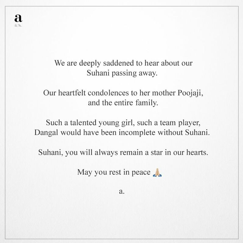 寶萊塢巨星阿米爾罕透過製作公司官方社群網站發文哀悼。   圖片來源/IG