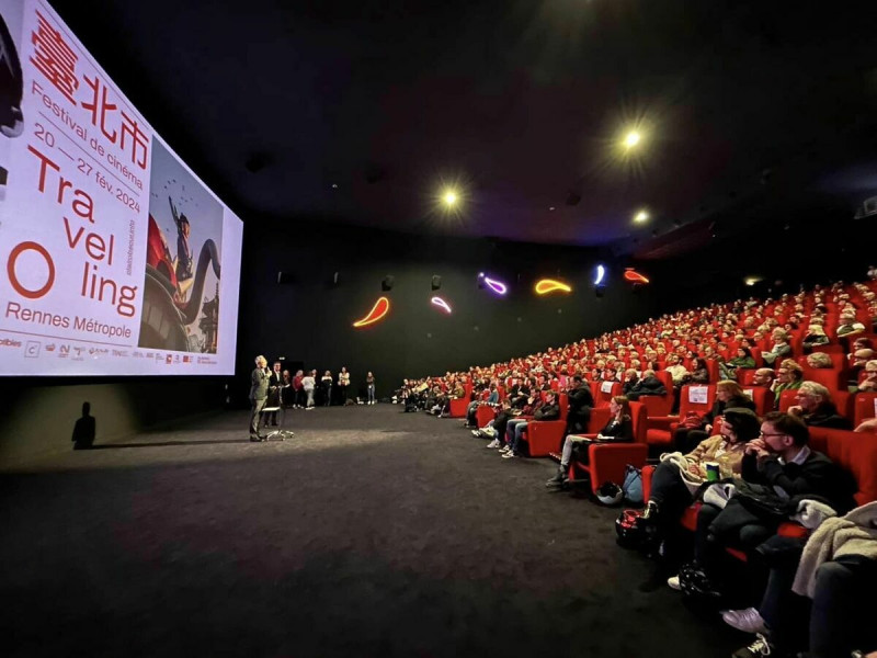 法國雷恩旅行電影節今年以台北為主題，將放映73部台灣電影，20日盛大開幕，現場座無虛席。   圖：翻攝自吳志中臉書