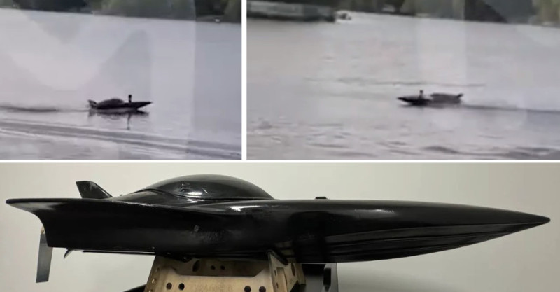 俄國媒體宣稱一艘被命名為「海豚」(Afalina)無人水面艦艇(USV)的小比例原型機，在俄羅斯某一湖面進行測試。   圖：翻攝「X」@sambendett