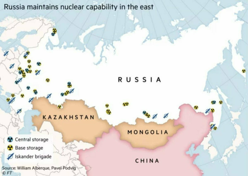 俄羅斯核子飛彈部署地圖。   圖 : 翻攝自Ｘ @xinwendiaocha